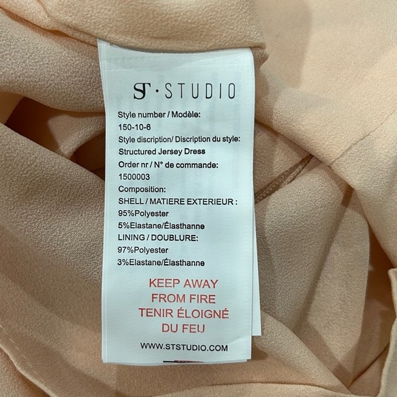 NWT STStudio Structured Jersey Dress 3/4 Sleeve Beige Pencil Knee Length Size XS - Picture 5 of 11